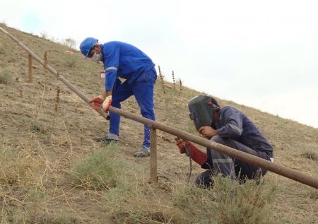 Tovuzun Ağdam kəndindəki müharibə veteranlarının evlərinə qaz çəkilir