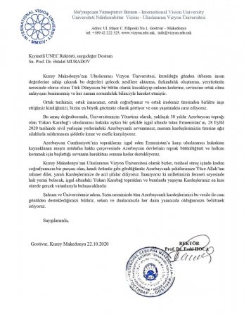 Makedoniyanın Beynəlxalq Vizyon Universitetindən Azərbaycana dəstək (FOTO) Makedoniyanın Beynəlxalq Vizyon Universitetindən Azərbaycana dəstək (FOTO)